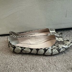 Elie Tahari Neutral Snake-Print Women's Ballet Flats